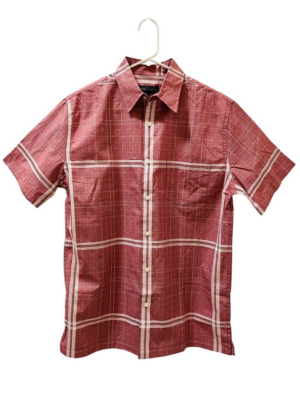 Tricots St Raphael Red Plaid Cotton Button Up Shirt Men’s Small